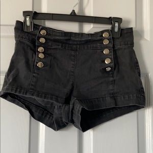 High waisted black jean shorts